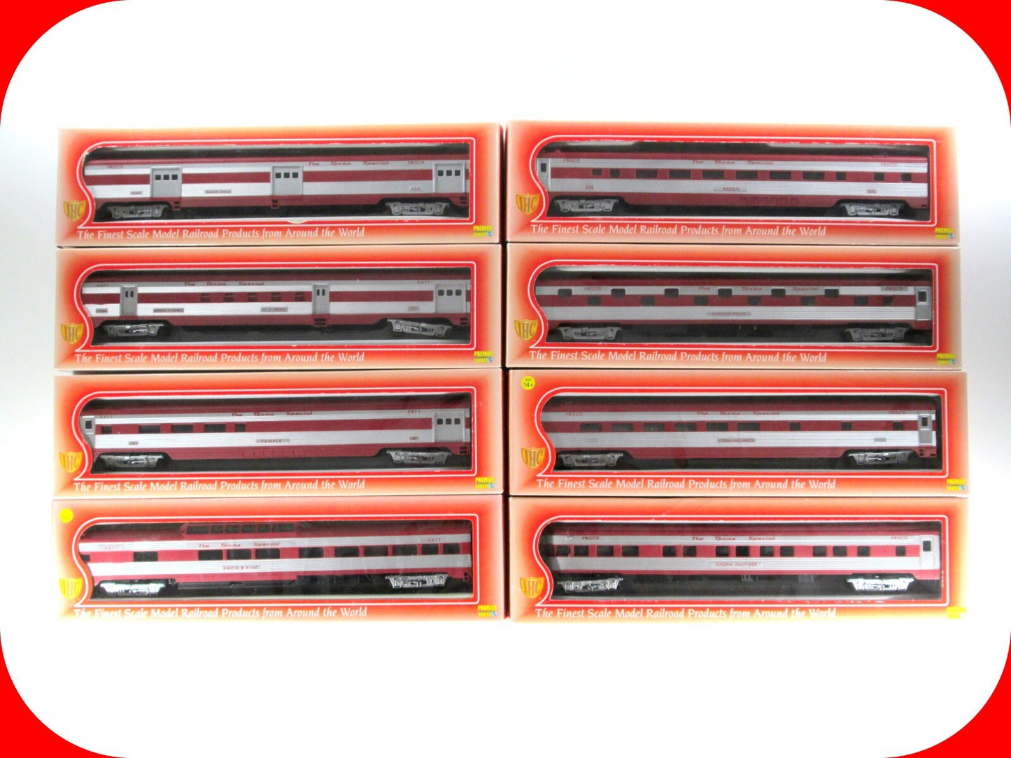 HO Scale  **TEXAS SPECIAL** FRISCO-KATY Passenger 8-Set - IHC 47728, Knuckle Cpl