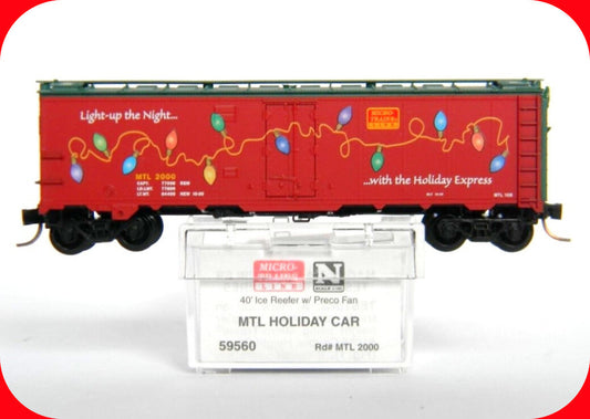 N Scale ***HOLIDAY EXPRESS*** CHRISTMAS LIGHTS Reefer #2000 - Micro Trains 59560