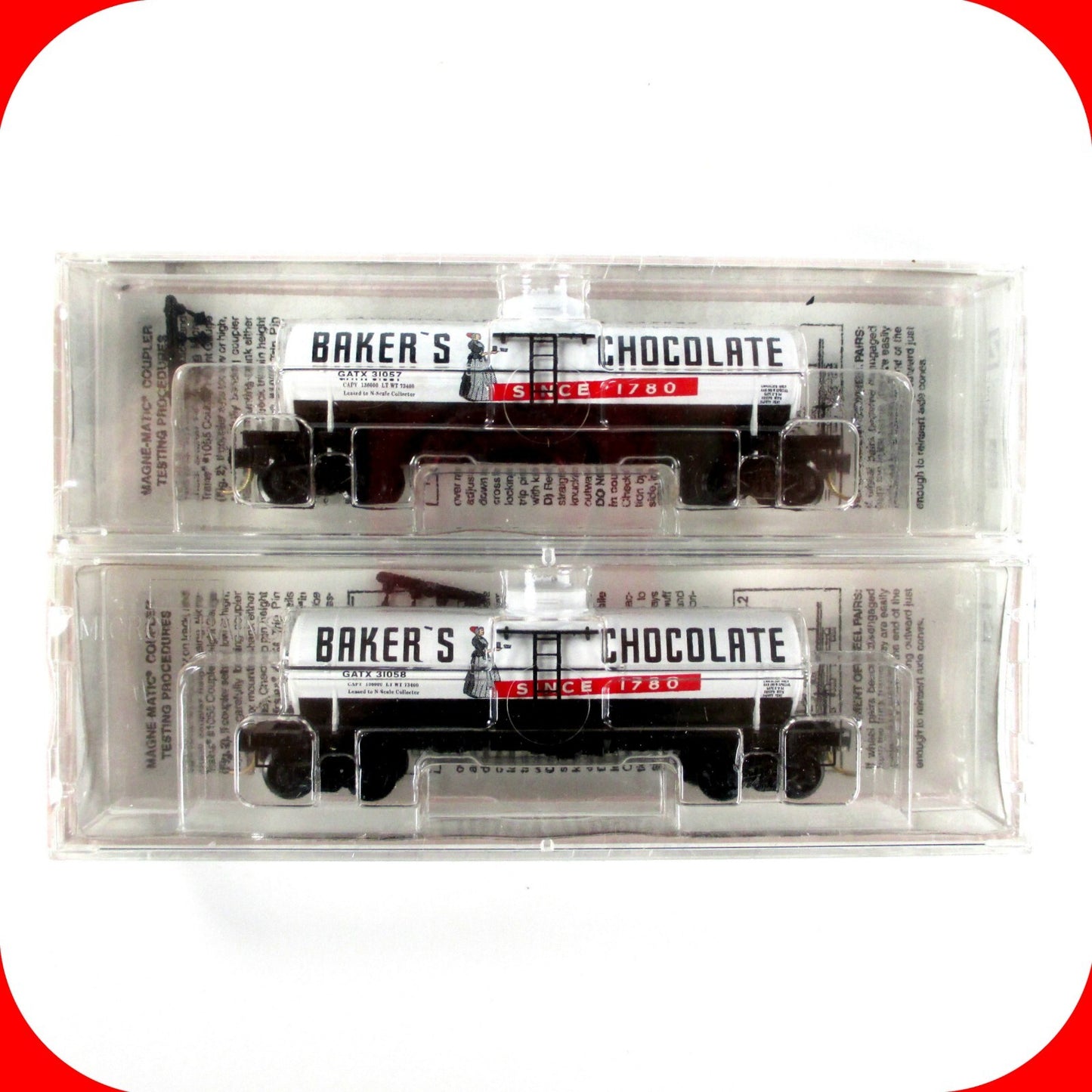 N Scale **BAKER'S CHOCOLATE** Billboard Tank Car Set - Micro Trains Special RARE