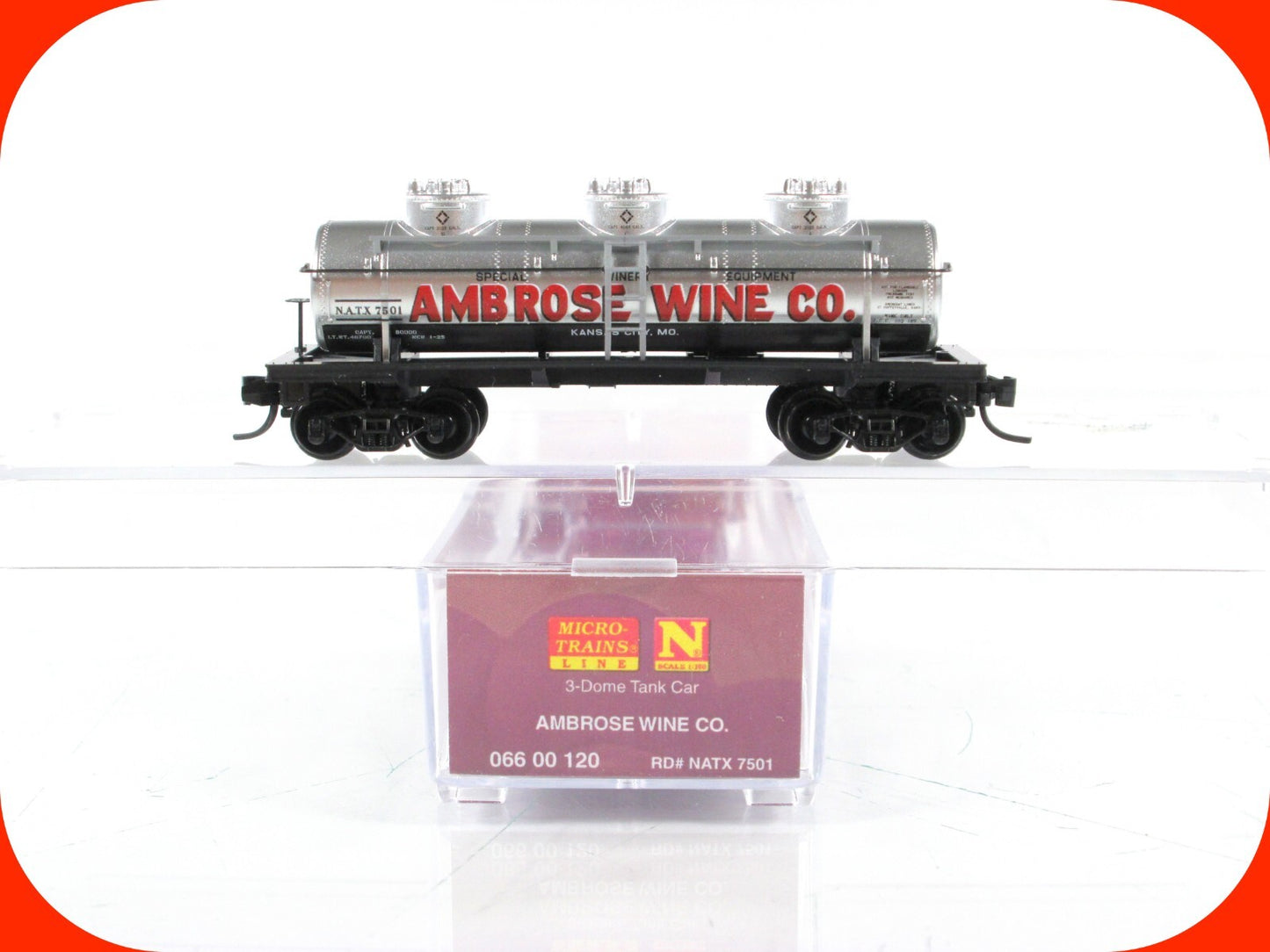 N Scale **AMBROSE WINE CO** 3-Dome Tank (Grape to Glass) - Micro Trains 06600120