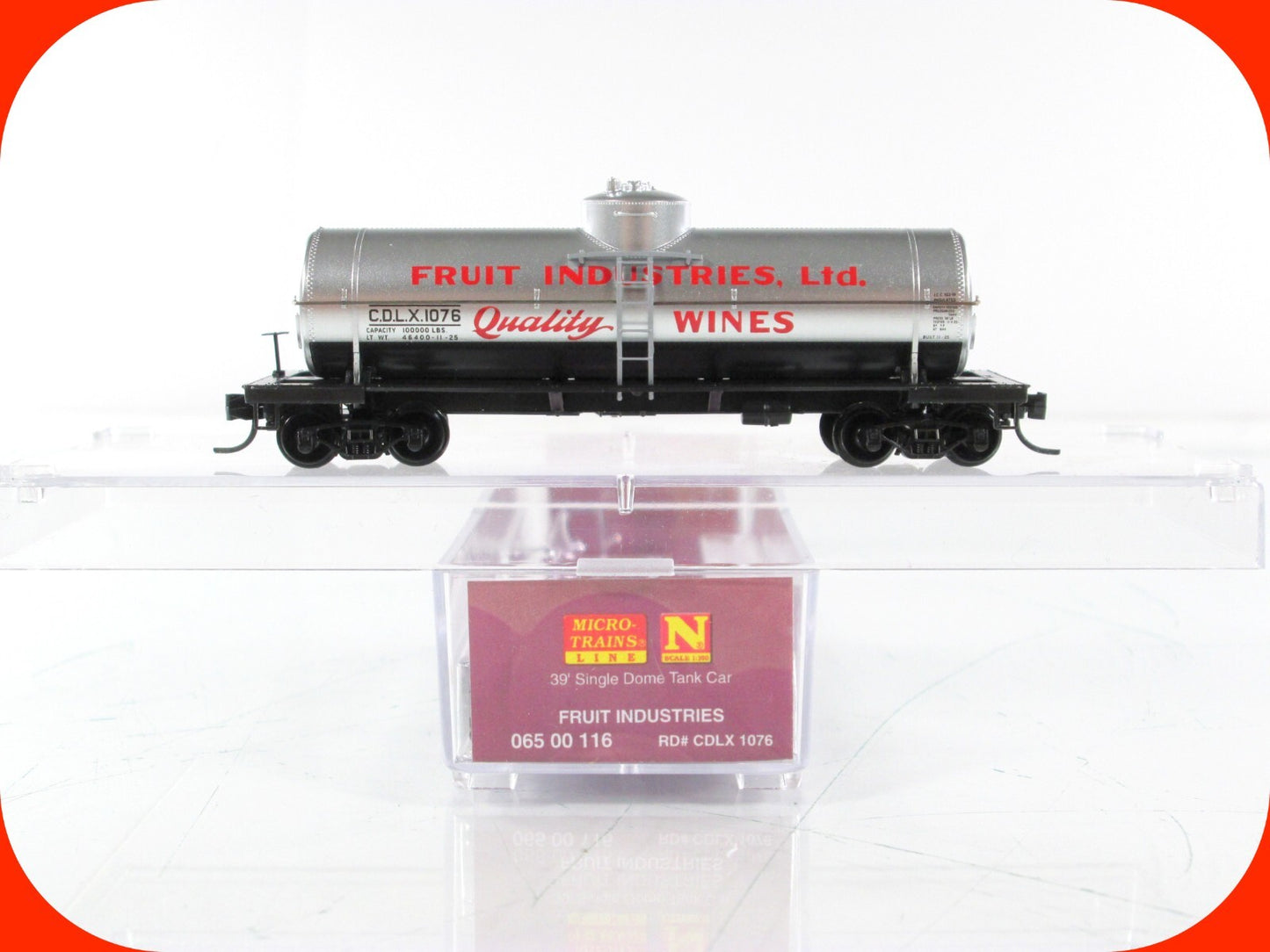 N Scale **FRUIT INDUSTRIES WINE** Tank Car (Grape-Glass) -Micro Trains 06500116
