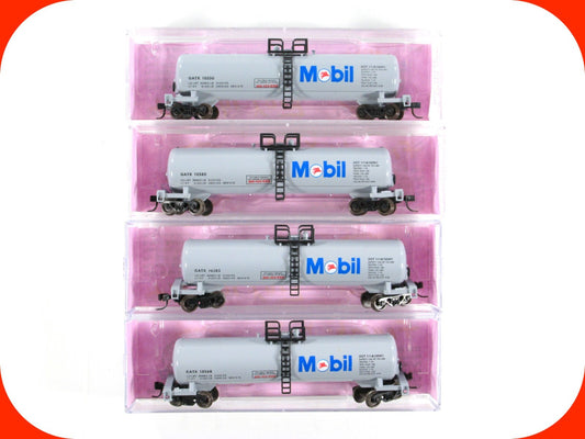 N Scale ***MOBIL*** 50' GATX Tanker 4-Set - Premiere Editions, Atlas 2656 **RARE