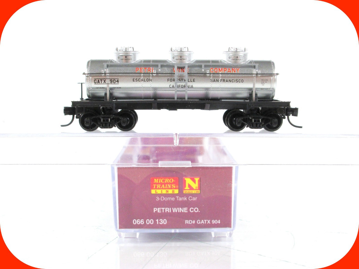 N Scale ***PETRI WINE*** 3-Dome Tank (Grape to Glass) ---- Micro Trains 06600130
