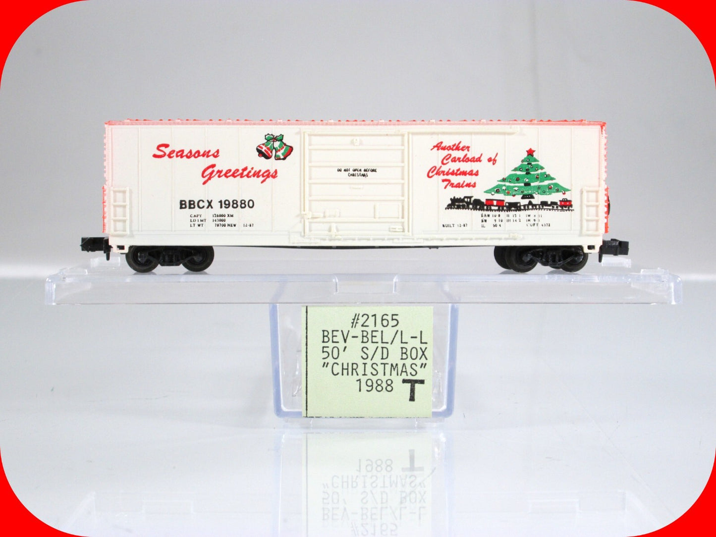 N Scale ***CHRISTMAS SEASON'S GREETINGS*** 50' Box Car, BBCX 1988 - Bev-Bel 2165