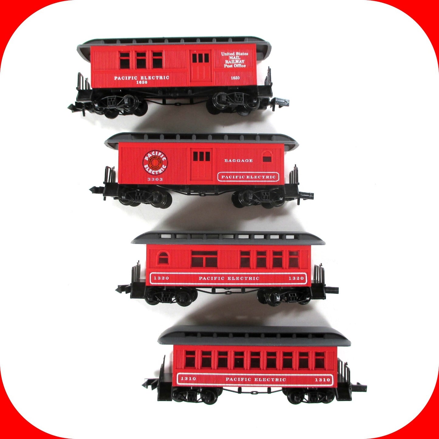 N Scale PACIFIC ELECTRIC Overton Old Time Passenger 4-Car Set - Roundhouse *RARE