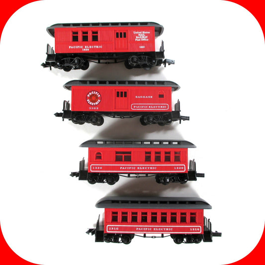 N Scale PACIFIC ELECTRIC Overton Old Time Passenger 4-Car Set - Roundhouse *RARE