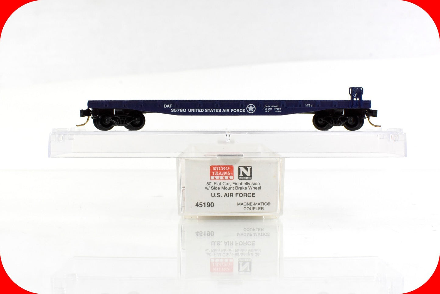N Scale **UNITED STATES AIR FORCE** 50' Flat Car, DAF 35780 - Micro Trains 45190