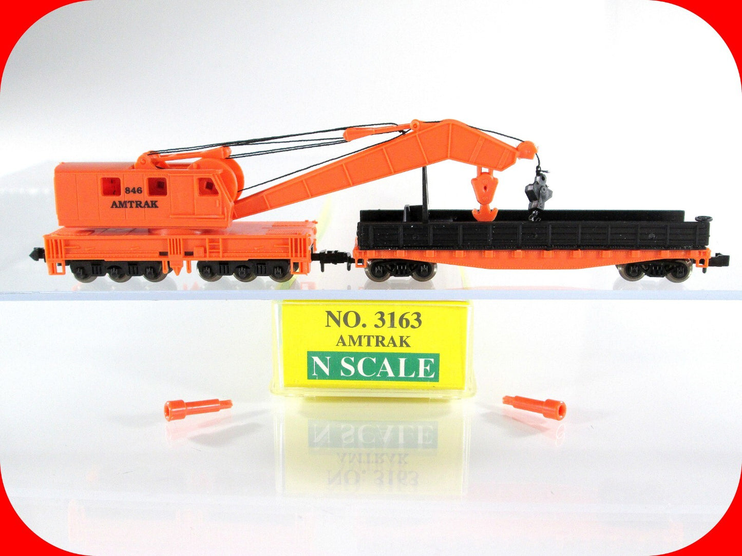 N Scale AMTRAK **MOW** Boom Crane #846, Flat Car Tender - Model Power 3163 *NEW*