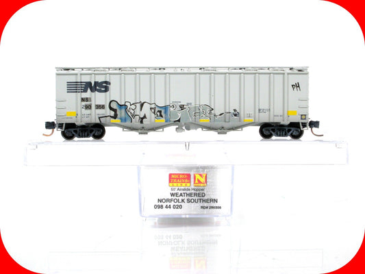 N Scale ***NORFOLK SOUTHERN*** WEATHERED Airslide Hopper - Micro Trains 09844020