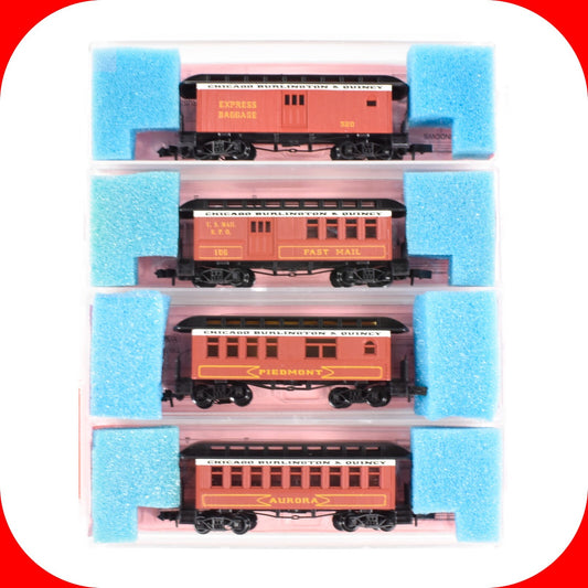 N Scale **CB&Q** Chicago Burlington Overton Old Time Passenger 4-Set -Roundhouse
