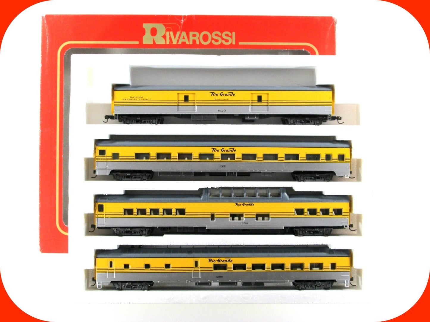 HO Scale *DENVER RIO GRANDE 1930s Passenger Set A -Rivarossi 6936, Knuckle Cplrs