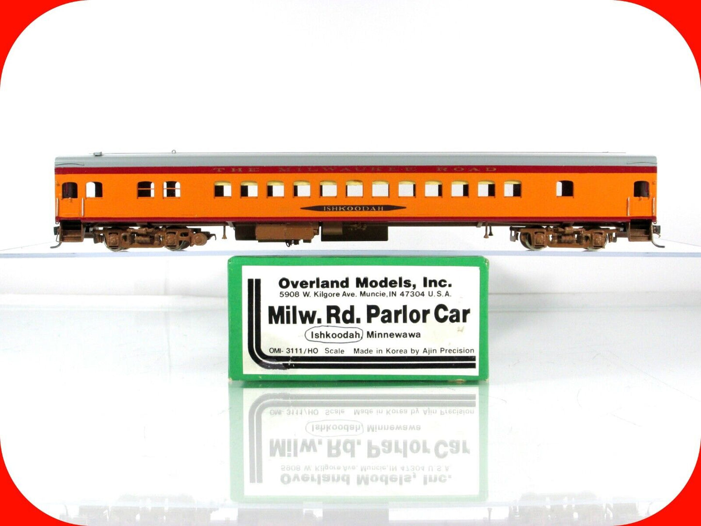HO Scale BRASS **MILWAUKEE RD** HIAWATHA Parlor Car -- Overland 3111, Knuckle Cp
