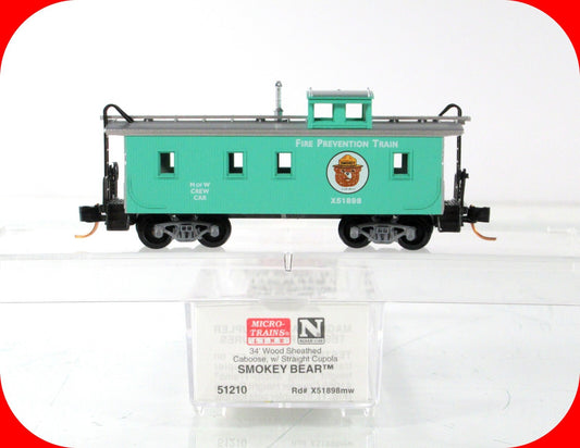 N Scale ***SMOKEY BEAR*** MoW Fire Prevention Crew Caboose -- Micro Trains 51210
