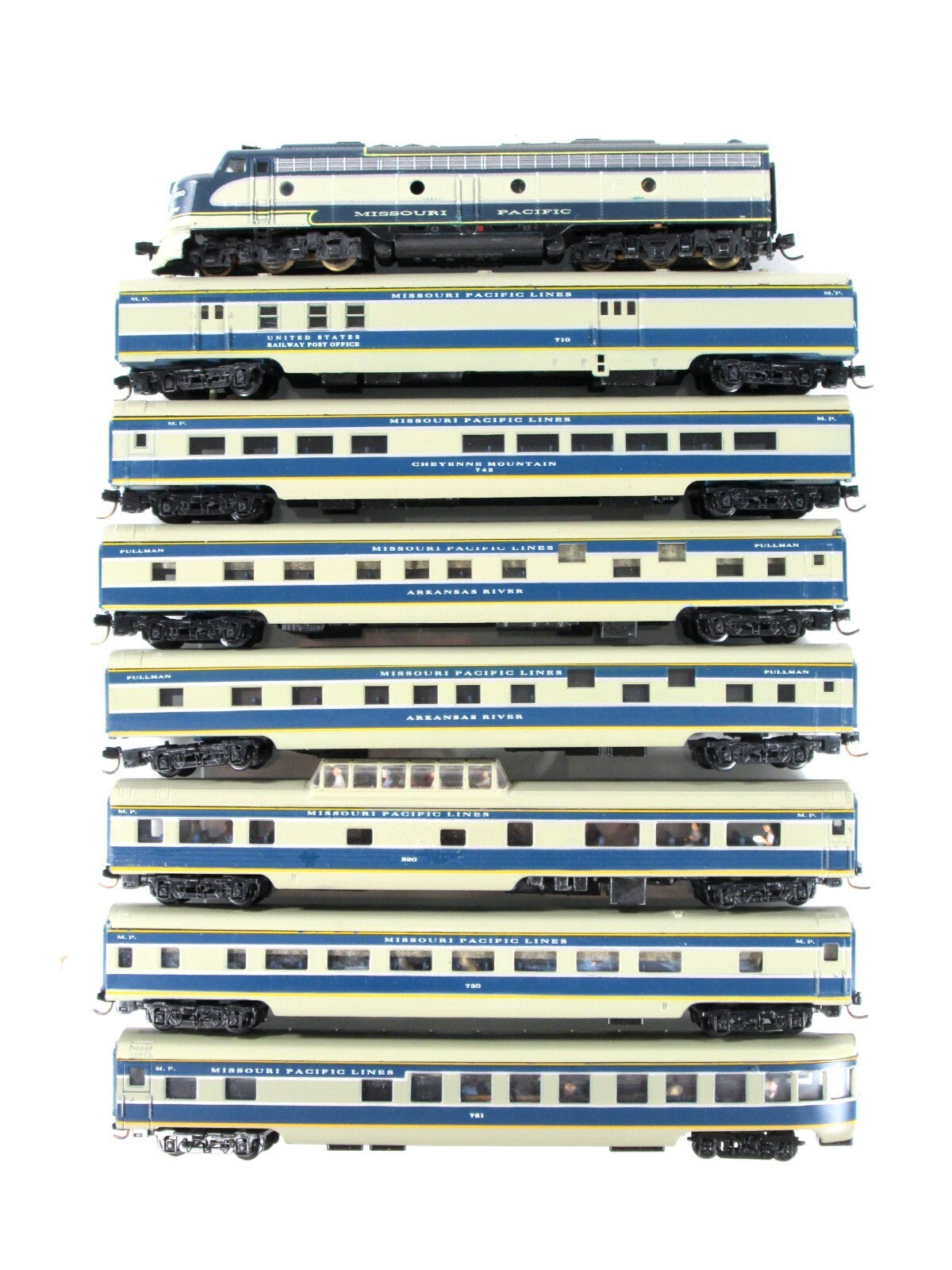 N Scale ***MISSOURI PACIFIC*** E8 & 7-Passenger Set - Con-Cor, Life Like w/ DCC