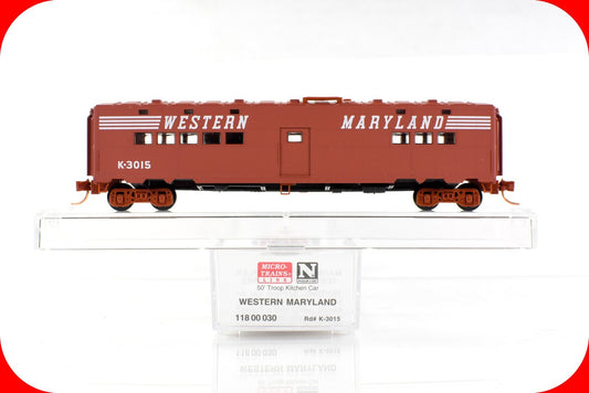 N Scale **WESTERN MARYLAND** 50' Troop Kitchen Car K-3015 -Micro Trains 11600030