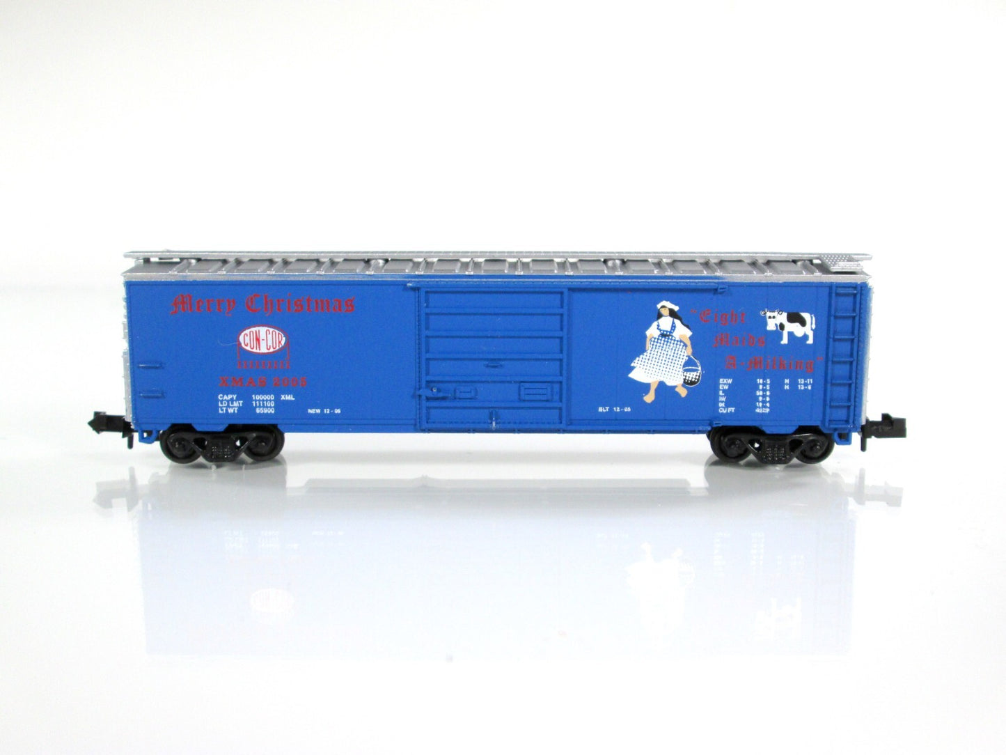 N Scale ***EIGHT MAIDS A-MILKING*** 12 Days of Christmas Box Car, Con-Cor 02005N