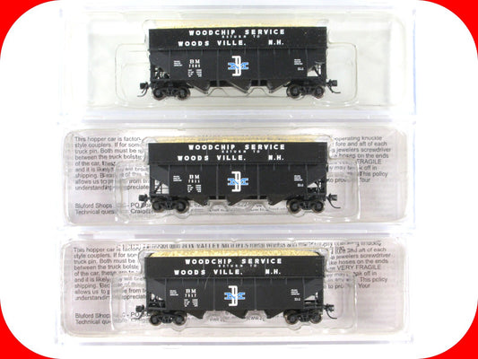 N Scale **BOSTON & MAINE** Woodchip Hopper 3-Pack #7505,7511,7517 -Bluford 16013