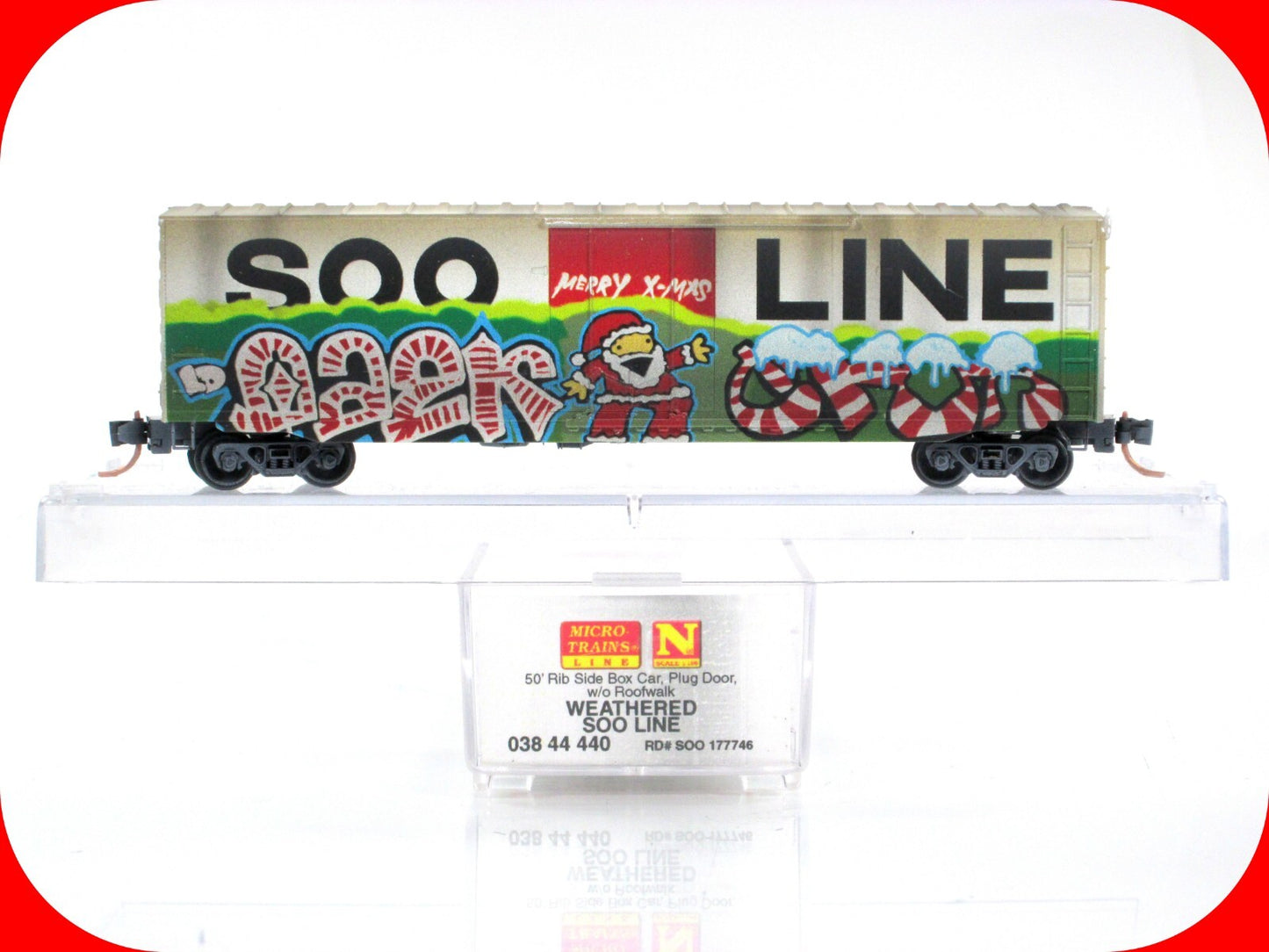 N Scale **SOO LINE** **CHRISTMAS Graffiti** 50' Box Car - Micro Trains 03844440