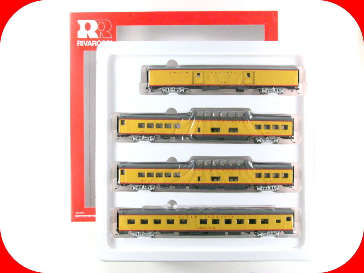 HO Scale UNION PACIFIC Lightweight Passenger Set B, Rivarossi R6996, Knuckle Cpl