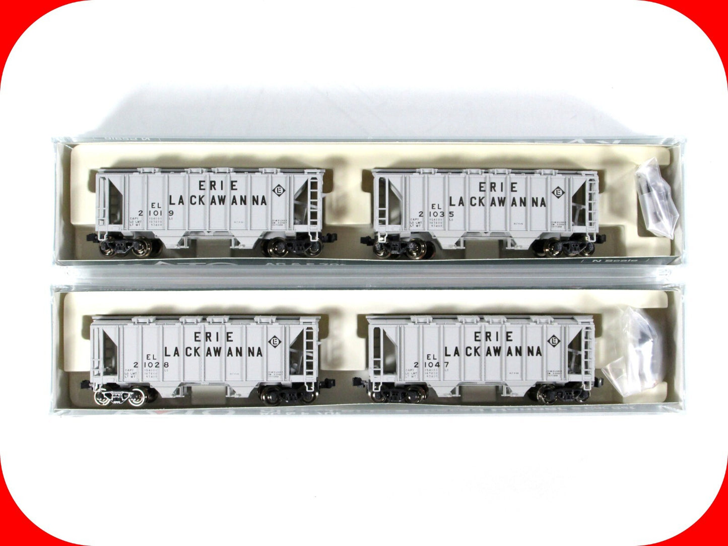 N Scale ***ERIE LACKAWANNA*** ACF 70ton 2-Bay Hopper 4-Pack - Kato 186-0201,0202