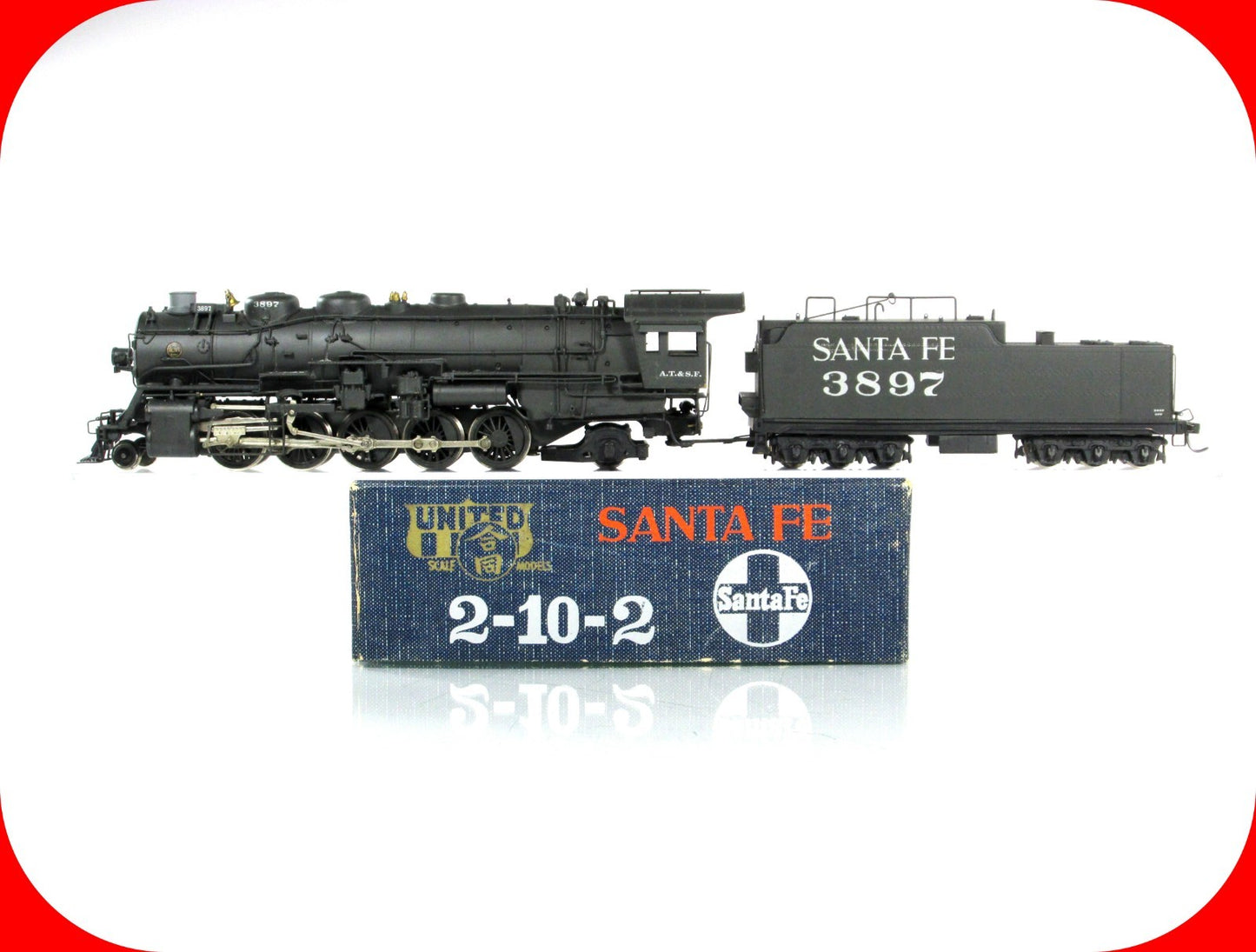HO Scale BRASS ***SANTA FE*** 2-10-2 Steam Locomotive #3897 -- United PFM **Read