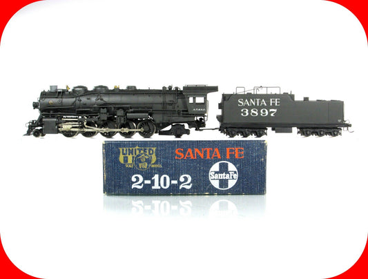 HO Scale BRASS ***SANTA FE*** 2-10-2 Steam Locomotive #3897 -- United PFM **Read