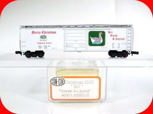 N Scale **SIX GEESE A LAYING** 12 Days of Christmas 50' Box Car,  Con-Cor 02003N