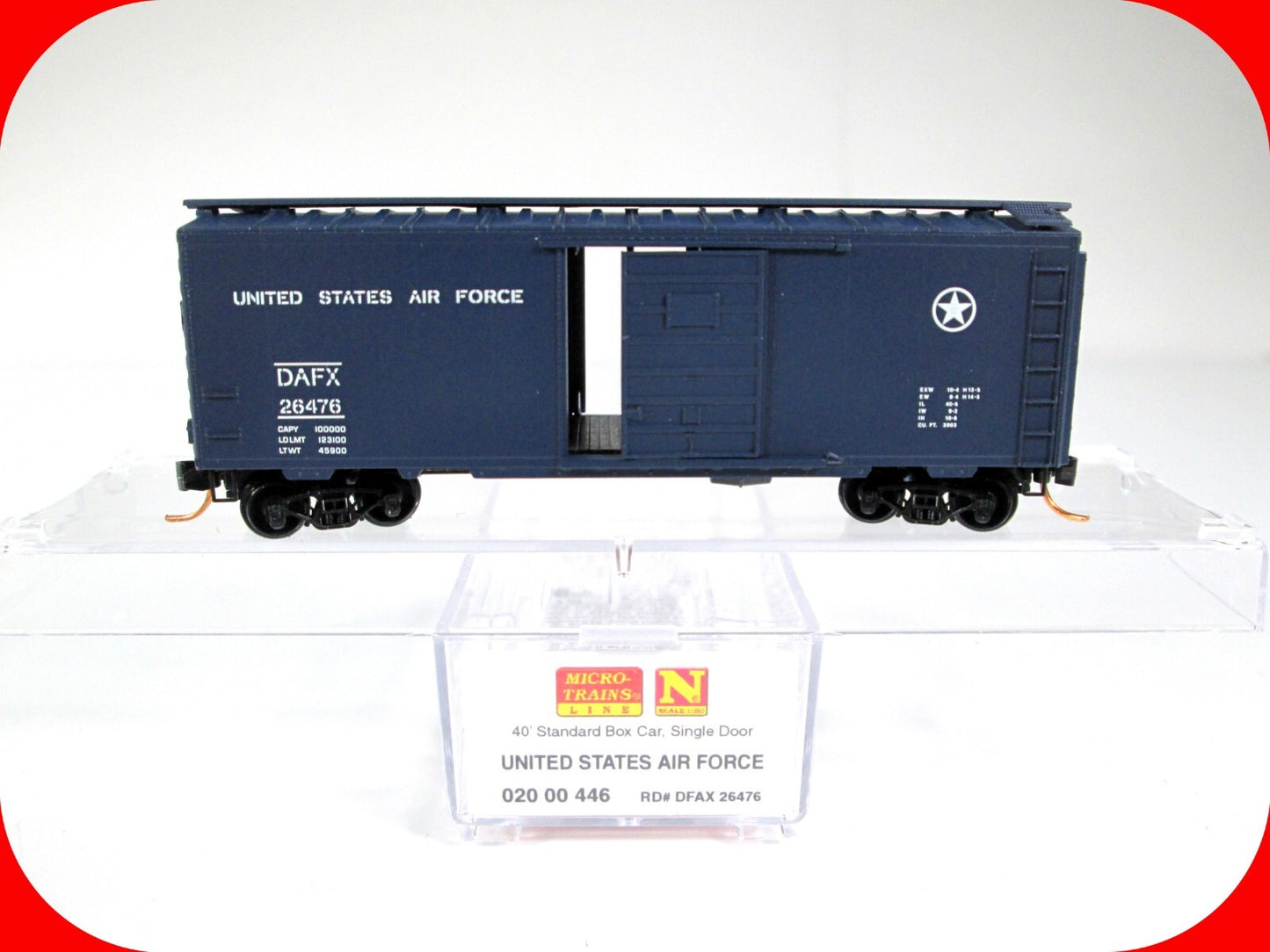 N Scale ***US AIR FORCE*** 40' Box Car, USAF 26476 ------- Micro Trains 02000446