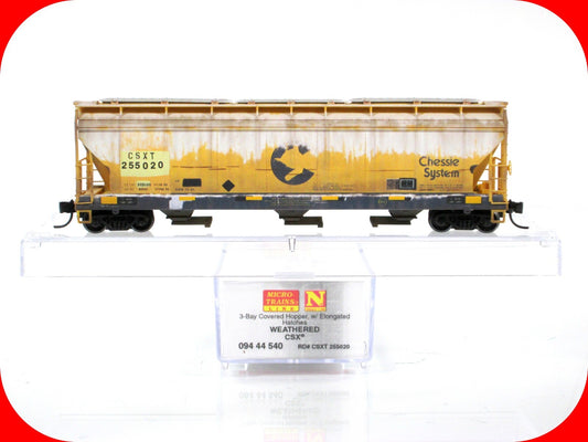 N Scale **CHESSIE SYSTEM** Weathered 3-Bay Hopper - Micro Trains 09444540