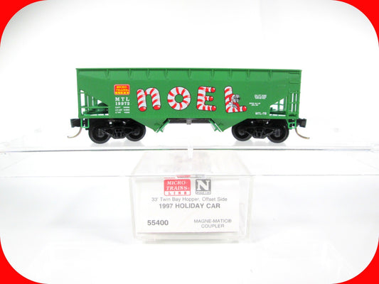 N Scale NOEL 33' Twin-Bay Hopper Holiday Car -- MTL 19972 --- Micro Trains 55400