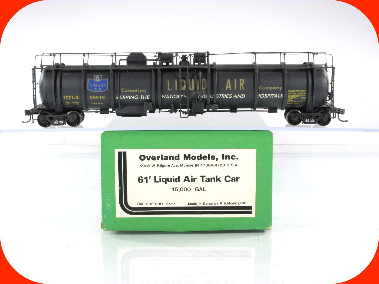 HO Scale BRASS ***LIQUID AIR*** 15,000 Gallon 61' Tank Car ----- Overland Models