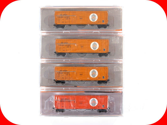 N Scale *ANN ARBOR RAILROAD SYSTEMS* 50' Box Car 4-Set - Fox Valley 8114 **RARE*