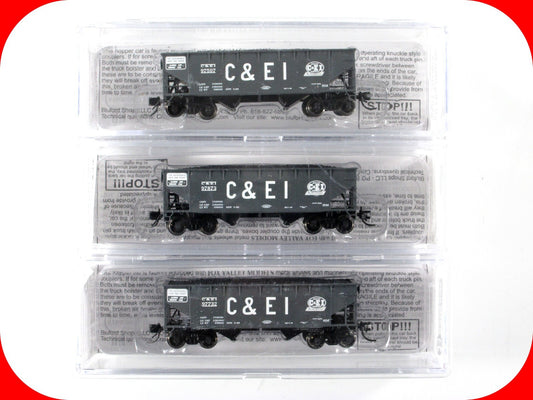 N Scale **CHICAGO & EASTERN ILLINOIS** Coal Hopper 3-Set w/ Loads, Bluford 66033