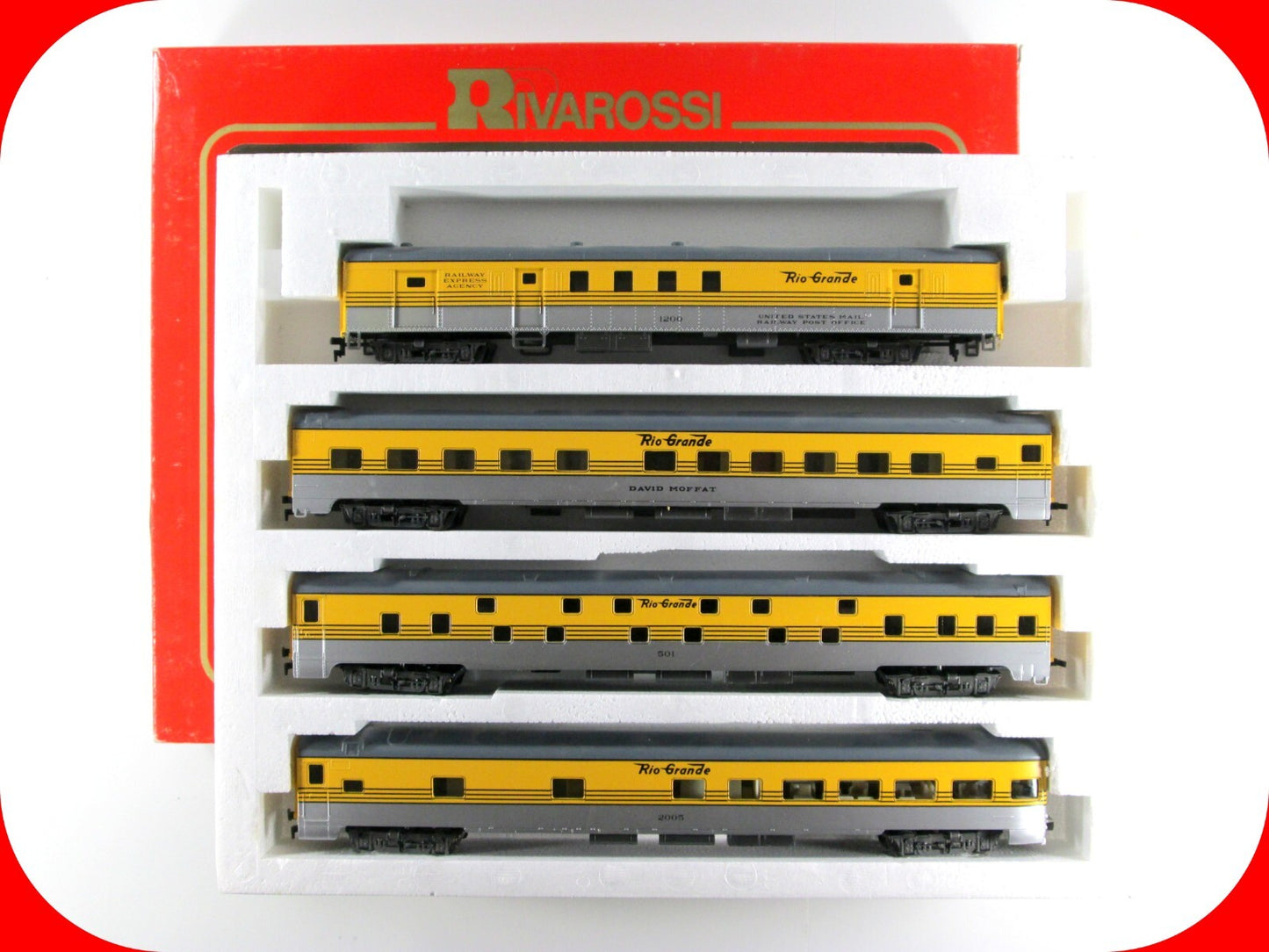 HO Scale DENVER RIO GRANDE 1930s Lightweight Passenger 4-Car Set -Rivarossi 6937
