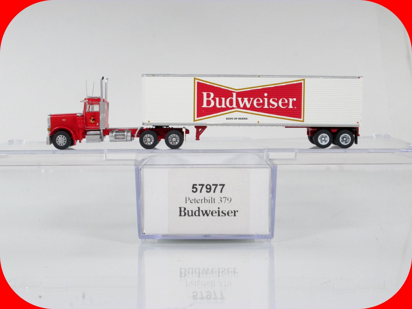 N Scale ***BUDWEISER*** Peterbilt 379,  Tractor & 40' Trailer -- Trainworx 57977