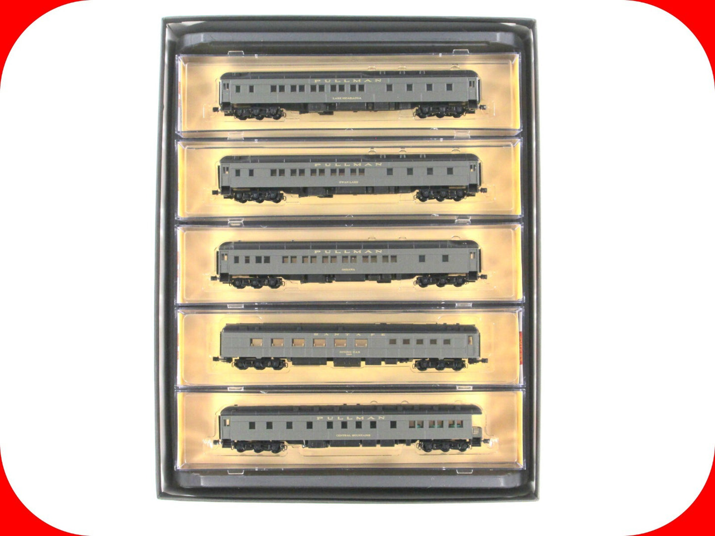 N Scale ***SANTA FE*** Heavyweight Passenger 5-Pack Set -- Micro Trains 99301590