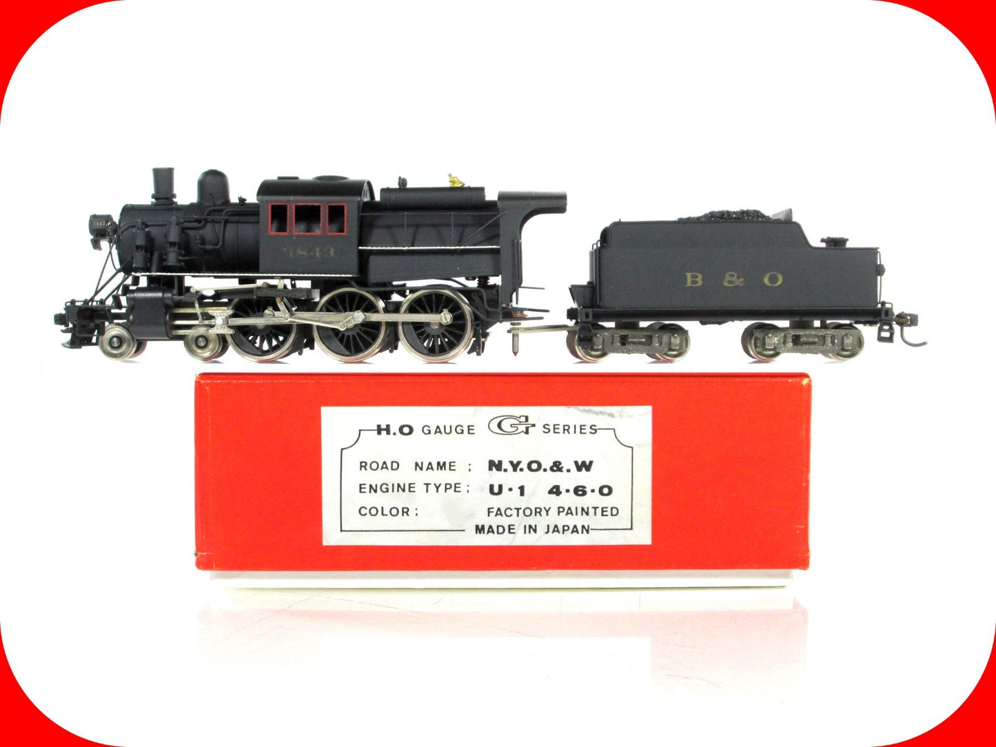 HO Scale BRASS **BALTIMORE OHIO** 4-6-0 U-1 Locomotive #1843 -- by NPP, G Series