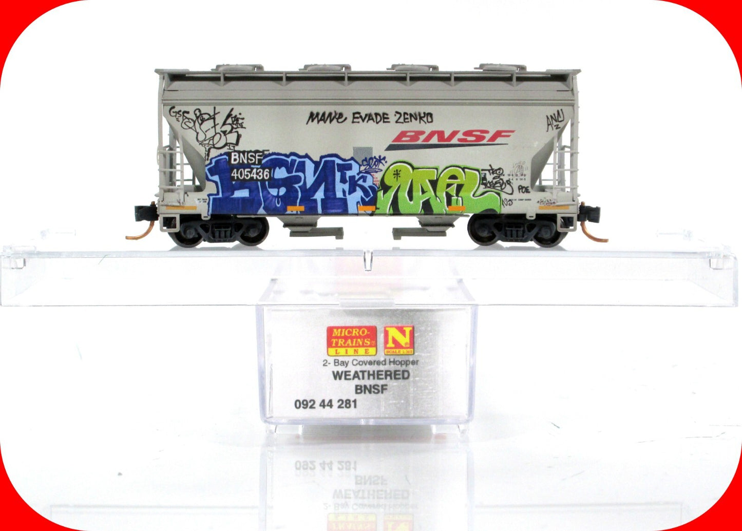N Scale ***BNSF*** Weathered & Graffiti Hopper - #405436 - Micro Trains 09244281