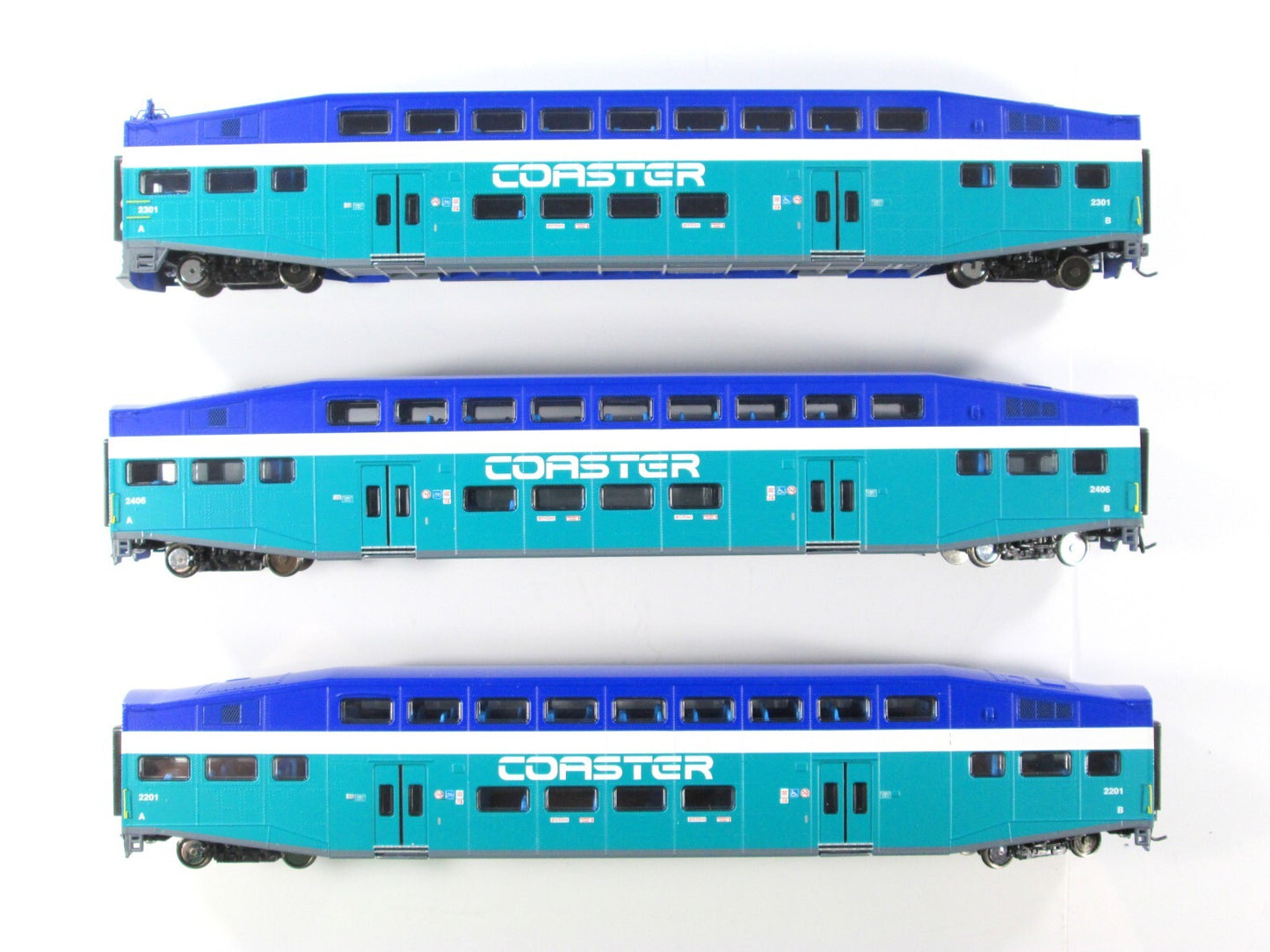 HO Scale ***SAN DIEGO COASTER*** Bombardier 3-Set #2301,2201,2406 - Athearn 2582