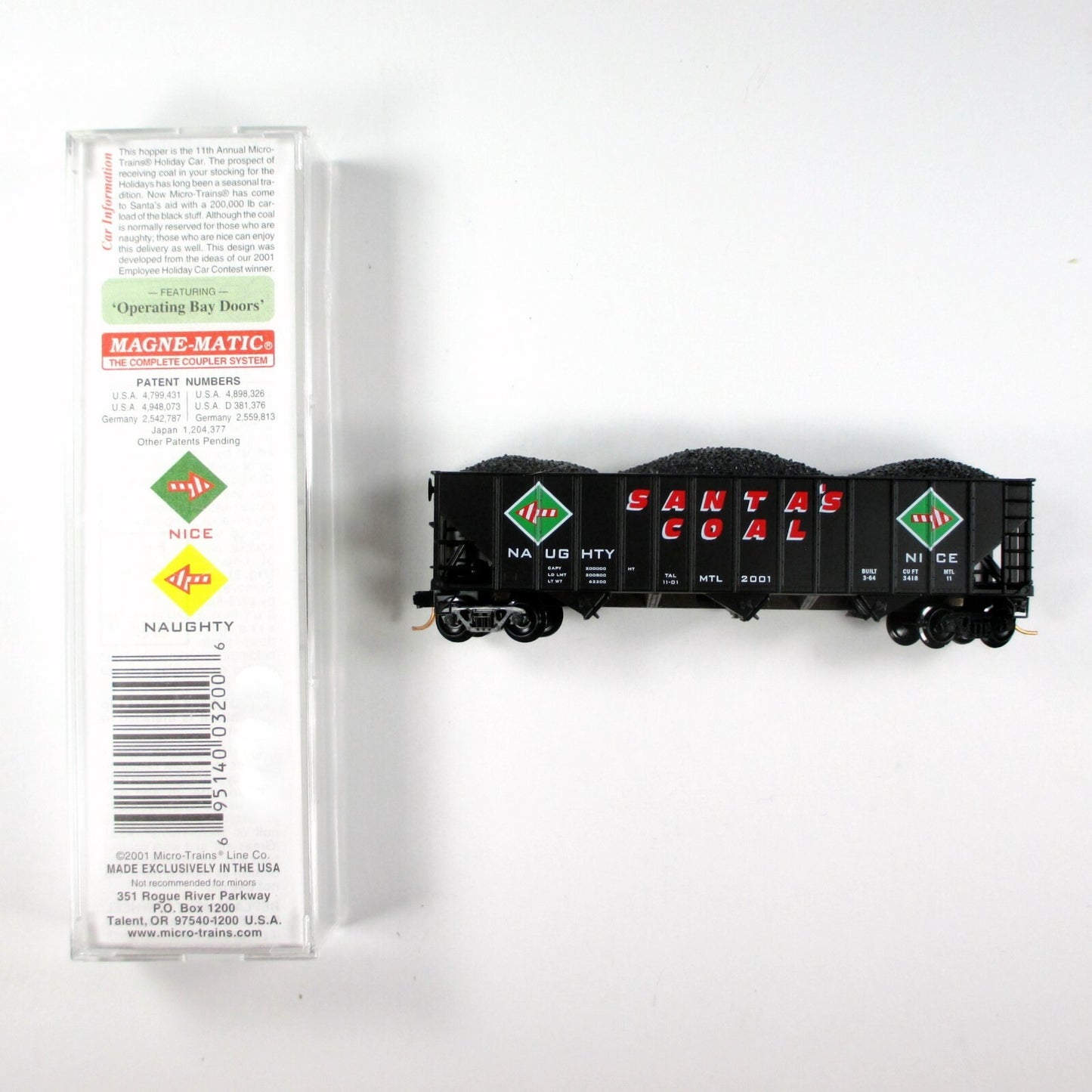 N Scale ***SANTA'S COAL*** 3-Bay Christmas Holiday Hopper - Micro Trains 108070