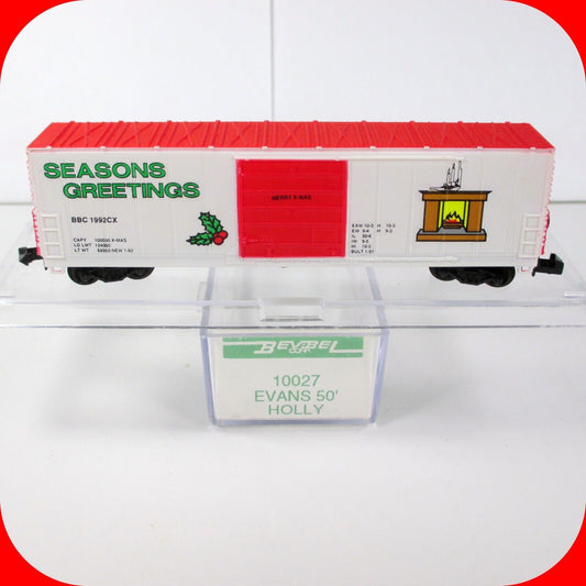 N Scale **SEASON'S GREETINGS** Christmas Holly Box Car, 1992 ----- Bev-Bel 10027