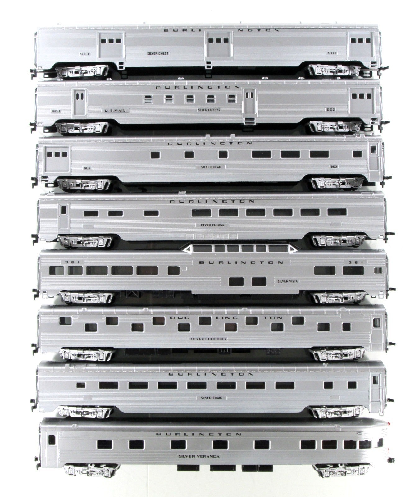 HO Scale ***BURLINGTON, CB&Q*** Lightweight Passenger Car 8-Pack Set - IHC 47818