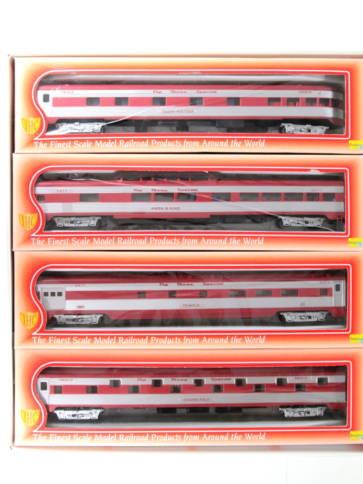 HO Scale *TEXAS SPECIAL* Passenger Set -IHC 47728 50023, Knuckle Cplr, Interiors