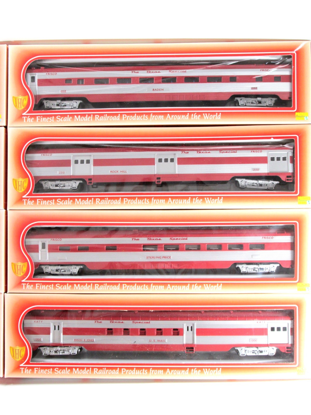 HO Scale *TEXAS SPECIAL* Passenger Set -IHC 47728 50023, Knuckle Cplr, Interiors