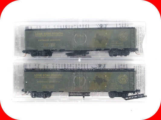 N Scale LONE STAR 50' Box Car 2-Pack Set - LSR 1951, 2001 - Micro Trains Special