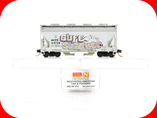 N Scale ***ACFX*** Weathered & Graffiti Hopper, #44728 --- Micro Trains 09244310