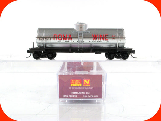 N Scale ***ROMA WINE CO.*** Tank Car (Grape to Glass) ---- Micro Trains 06500036