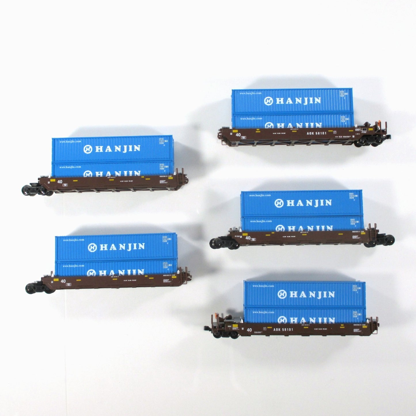 N Scale ***AOK, HANJIN*** Gunderson MAXI-I Well Stack Car #58101 - Kato 106-6155