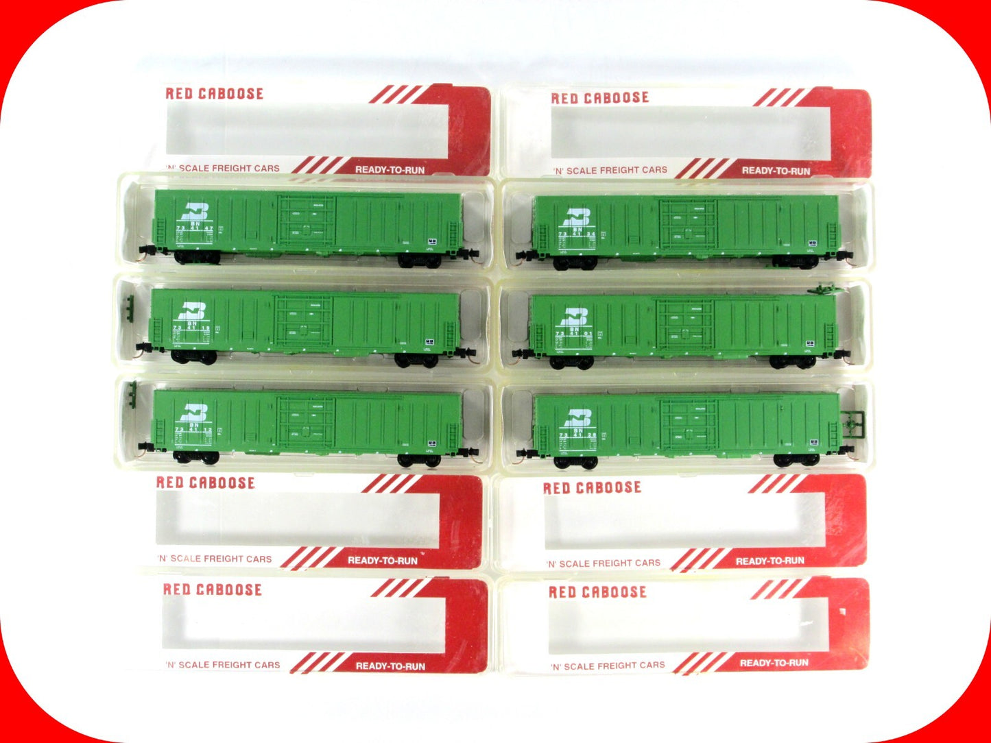 N Scale **BURLINGTON NORTHERN** 62' Beer 6-Car Reefer Set - Red Caboose RN-17291