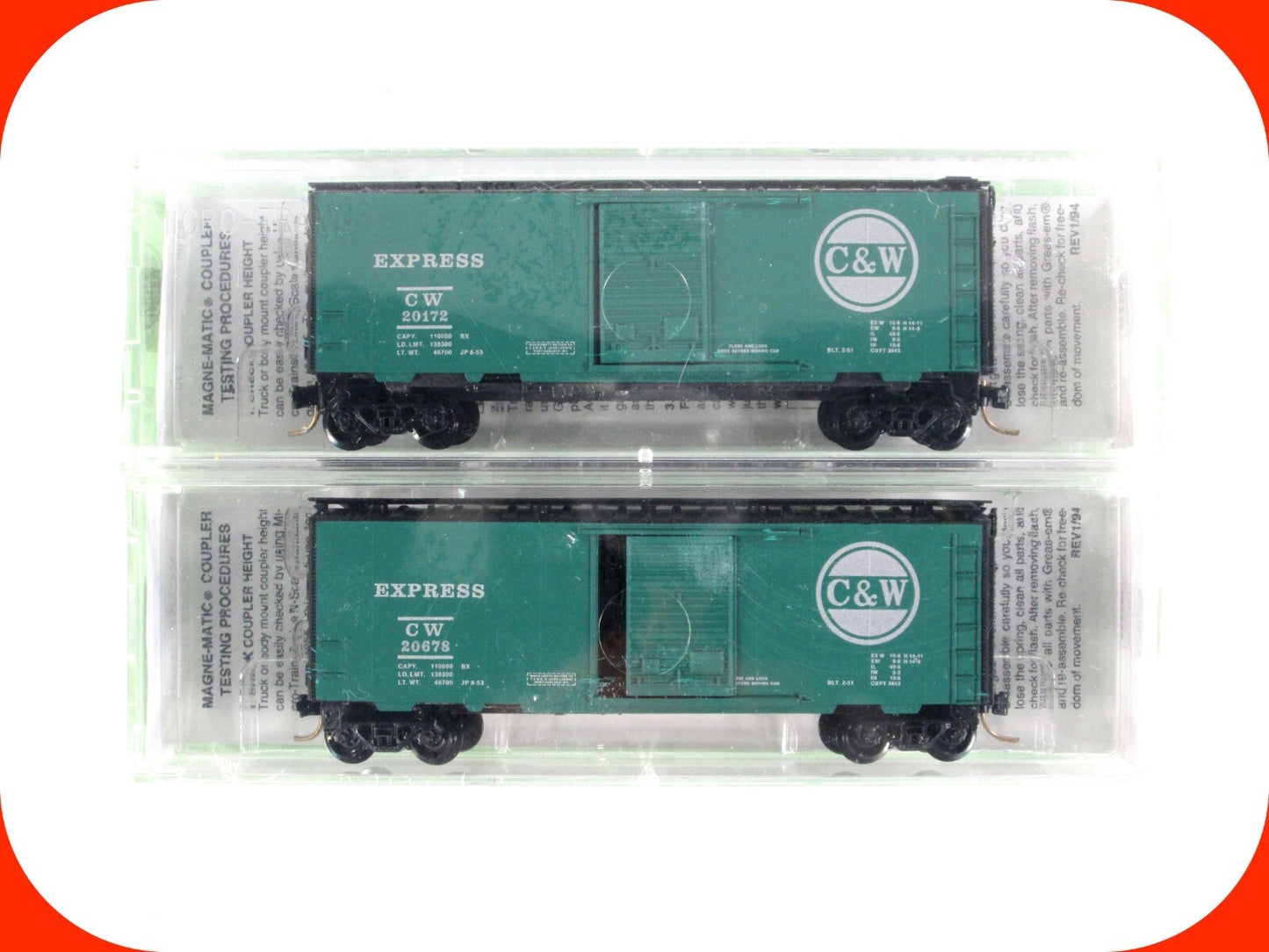 N Scale **CASCADE & WESTERN** Box Car Set C&W 20172, 20678 -Micro Trains Special